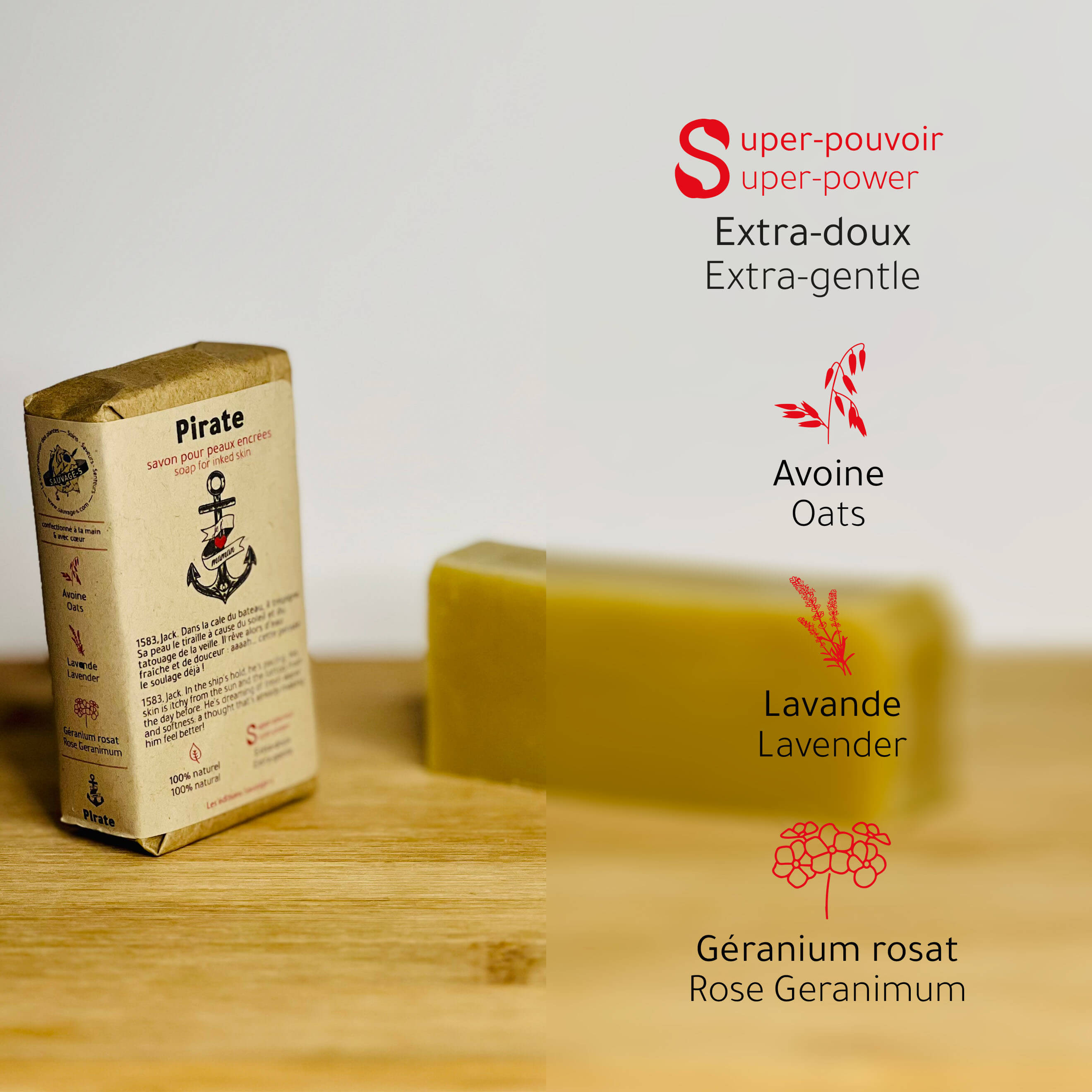 Pirate - Savon extra-doux pour peaux encrées